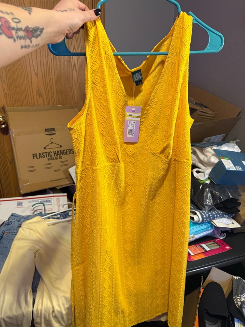 Bright Yellow Lace Sheath Dress - Unknown Brand